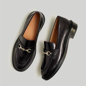 Madewell The Vernon Bit Hardware Loafer black Leather sz 10.5 NN868  Chunky